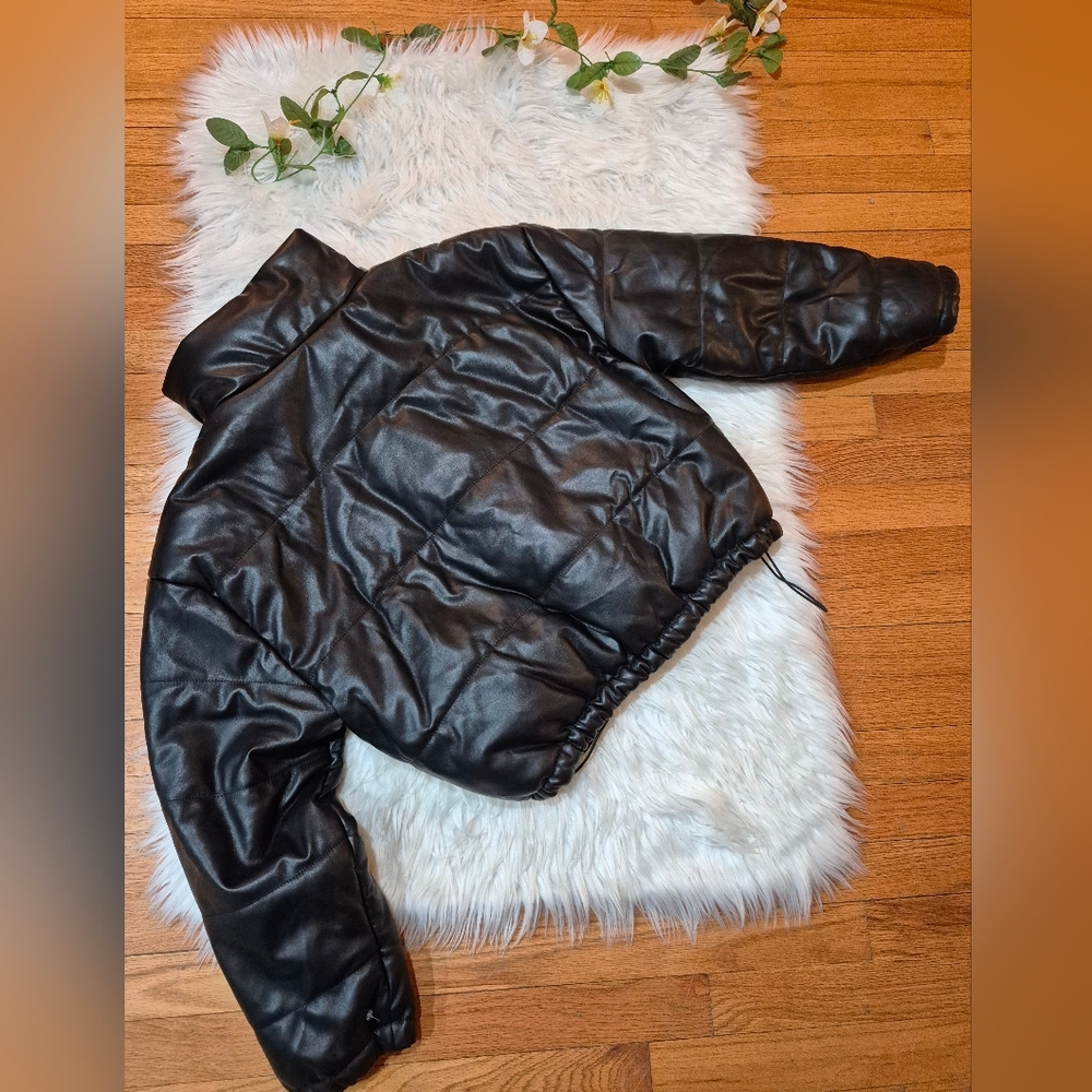 ME JANE Black Women's Puffer Faux Leather Jacket SIZE M. - Picture 6 of 16
